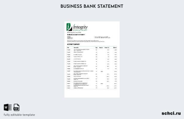 цифровая загрузка США Отчет о счете фирмы Integrity Шаблон в формате Word и PDF